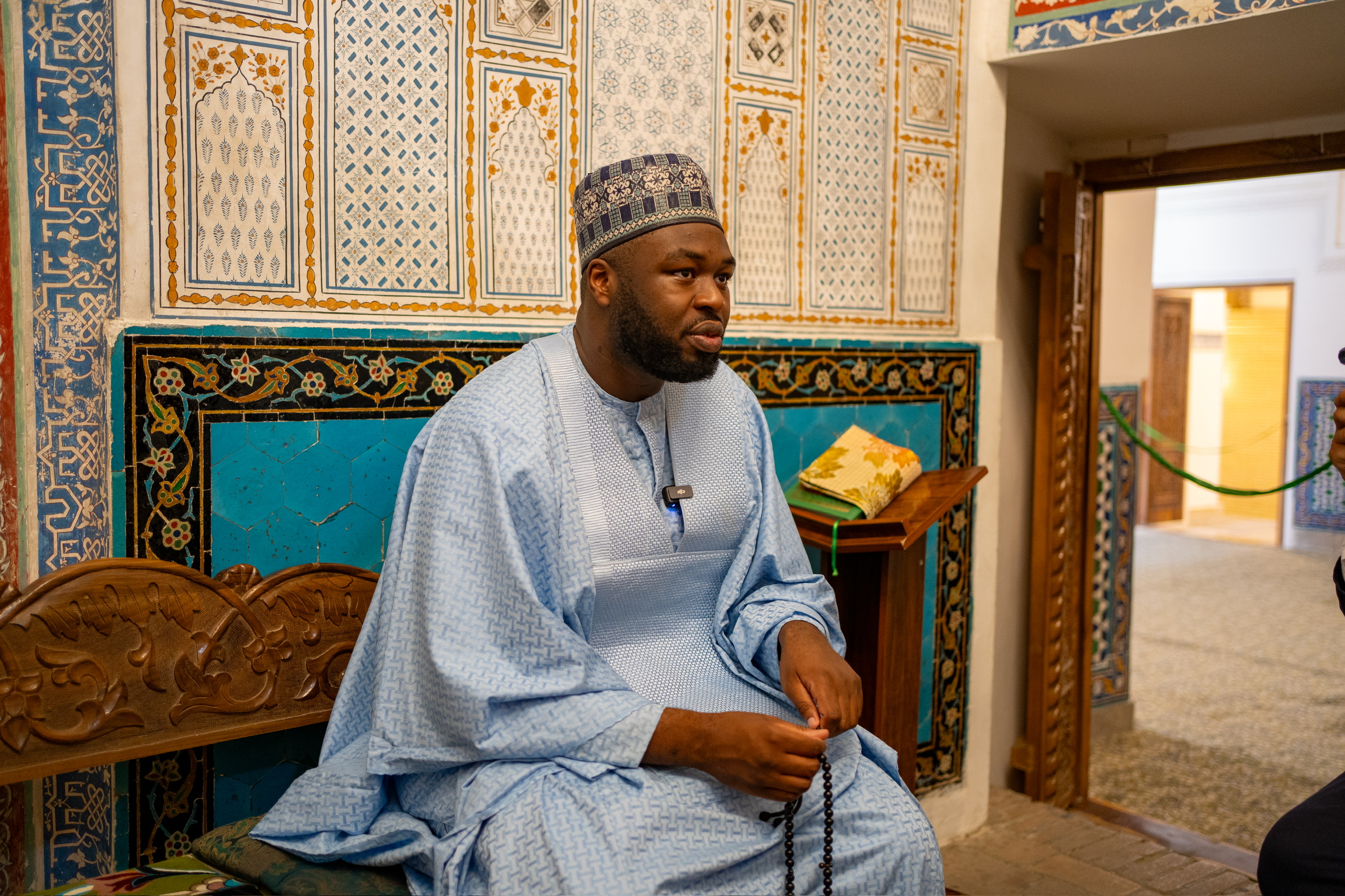 Traditional Islamic setting with prayer and reflection